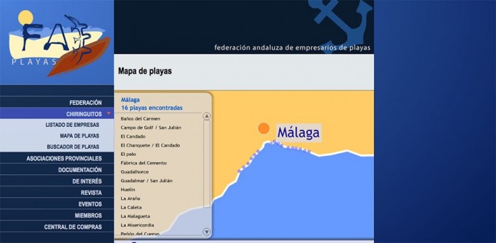 search map for businesses and beaches Malaga